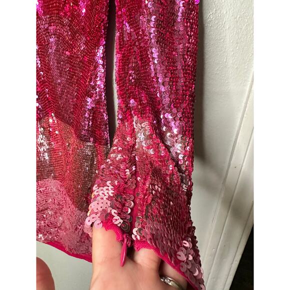 MAC DUGGAL 10029 Pink Ombre Sequin Long Sleeve Mini Dress Size Small NWT - Picture 11 of 16